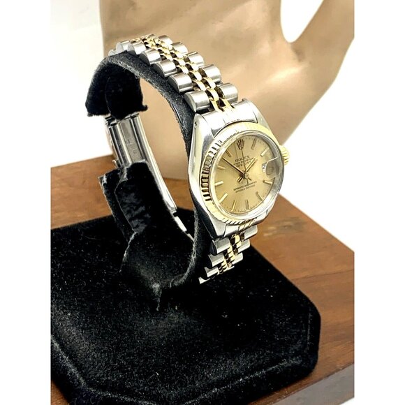 Rolex Datejust Women's Watch 6917 Vintage Swiss Automatic Steel 18k Gold 26mm - Picture 13 of 13